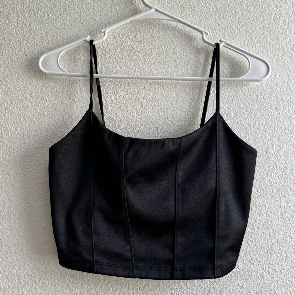 Black Satin Tank Top